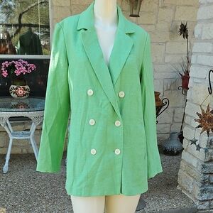New Tag House of Harlow 1960 Lime Linen Rayon Blazer NO BELT attached Size S